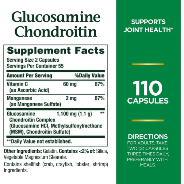 GLUCOSAMINA + CONDROITINA NATURE'S BOUNTY 110 CÁPSULAS | PACK 2