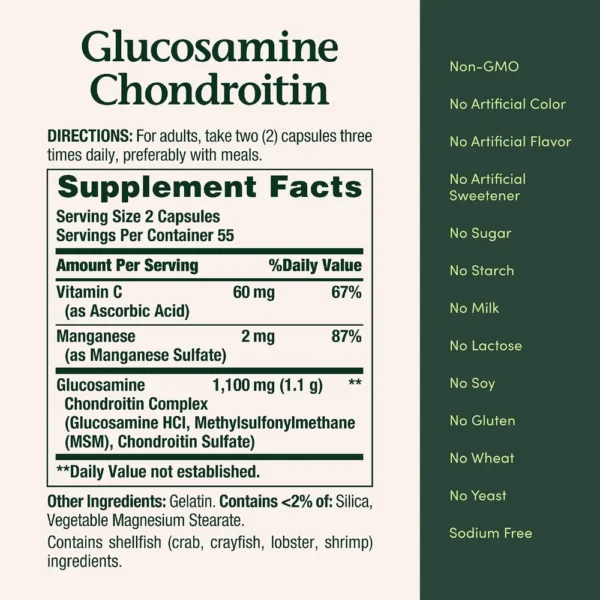 GLUCOSAMINA + CONDROITINA NATURE'S BOUNTY 110 CÁPSULAS | PACK 2