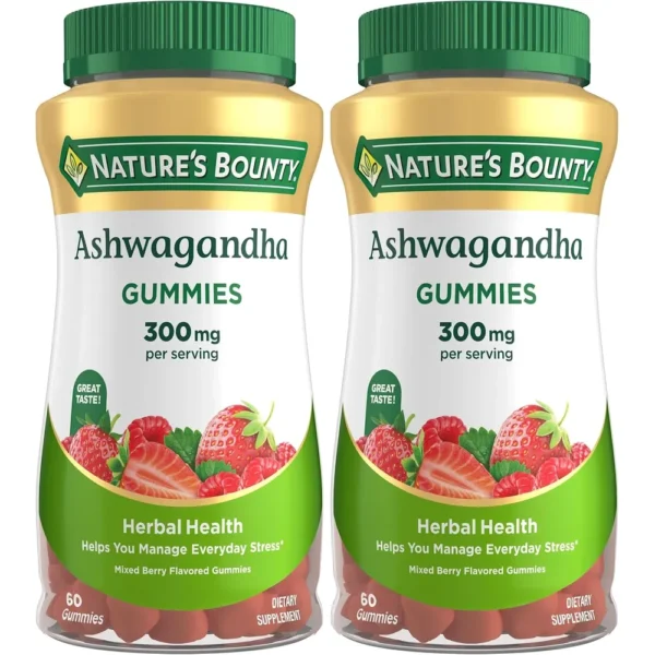 ASHWAGANDHA KSM-66 NATURE'S BOUNTY 300 MG FRUTOS ROJOS 60 GOMITAS | PACK 2