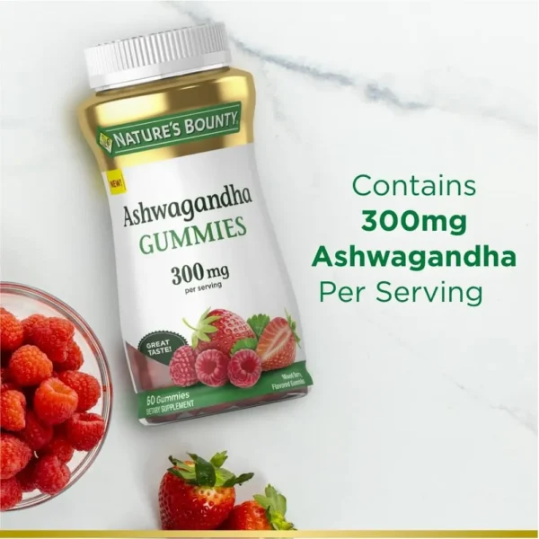ASHWAGANDHA KSM-66 NATURE'S BOUNTY 300 MG FRUTOS ROJOS 60 GOMITAS | PACK 2