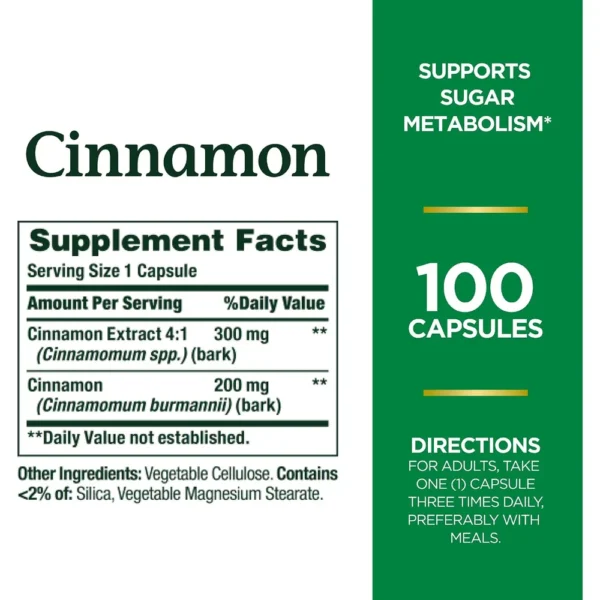 CANELA NATURE'S BOUNTY 1500 MG 100 CÁPSULAS | PACK 2