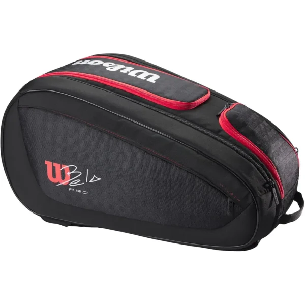 BOLSO DE PÁDEL WILSON BELA SUPER TOUR CAPACIDAD 4 RAQUETAS NEGRO