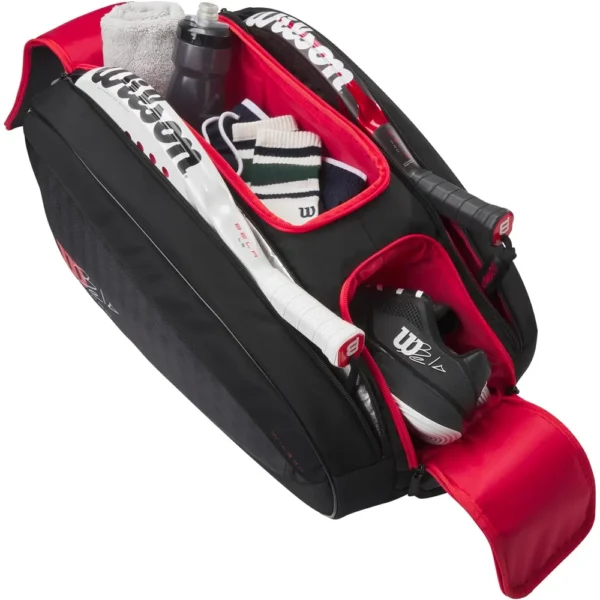 BOLSO DE PÁDEL WILSON BELA SUPER TOUR CAPACIDAD 4 RAQUETAS NEGRO