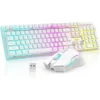 COMBO GAMER REDTHUNDER K10 TECLADO + MOUSE INALÁMBRICO 3200 DPI RGB PUDDING | BLANCO