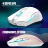 COMBO GAMER REDTHUNDER K10 TECLADO + MOUSE INALÁMBRICO 3200 DPI RGB PUDDING | BLANCO