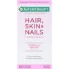 CABELLO PIEL Y UÑAS NATURE'S BOUNTY + BIOTINA 3000 MCG 60 TABLETAS | PACK 2