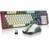 COMBO GAMER REDTHUNDER K10 PRO TECLADO + MOUSE INALÁMBRICO 3200 DPI RGB | BLANCO/GRIS