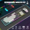 COMBO GAMER REDTHUNDER K10 PRO TECLADO + MOUSE INALÁMBRICO 3200 DPI RGB | BLANCO/GRIS