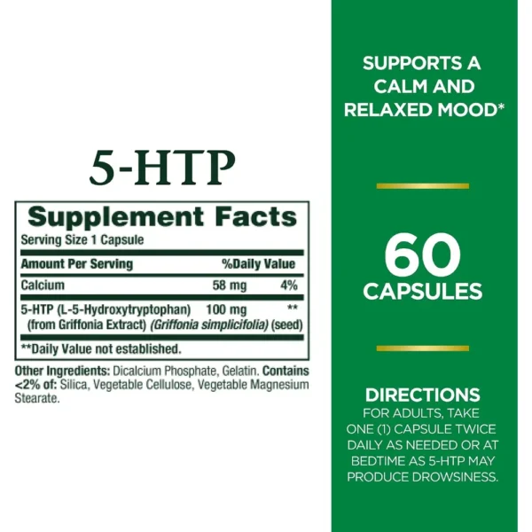 5-HTP NATURE'S BOUNTY 100 MG 60 CÁPSULAS | PACK 2