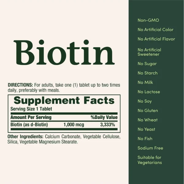 BIOTINA NATURE'S BOUNTY 1000 MCG 100 TABLETAS | PACK 2