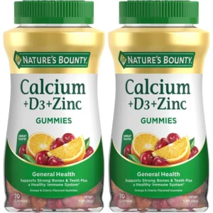 CALCIO + VITAMINA D3 + ZINC NATURE'S BOUNTY 500 MG 70 GOMITAS | PACK 2