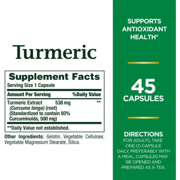CÚRCUMA NATURE'S BOUNTY 538 MG 45 CÁPSULAS | PACK 2