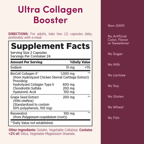 ULTRA COLLAGEN BOOSTER NATURE'S BOUNTY BIOCELL COLLAGEN 1000 MG 48 CÁPSULAS | PACK 2
