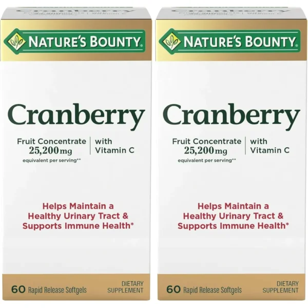 CRANBERRY NATURE'S BOUNTY 25200 MG + VITAMINA C 60 CÁPSULAS BLANDAS | PACK 2