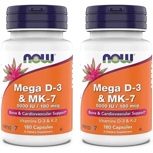 MEGA D3 + MK-7 NOW FOODS 5000 UI / 180 MCG 180 CÁPSULAS | PACK 2