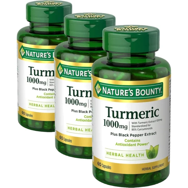 CÚRCUMA NATURE'S BOUNTY 1000 MG + BIOPERINE 5 MG 60 CÁPSULAS | PACK 3