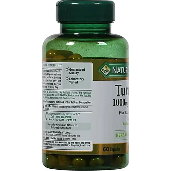 CÚRCUMA NATURE'S BOUNTY 1000 MG + BIOPERINE 5 MG 60 CÁPSULAS | PACK 3