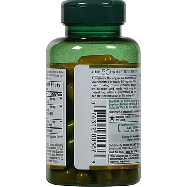 CÚRCUMA NATURE'S BOUNTY 1000 MG + BIOPERINE 5 MG 60 CÁPSULAS | PACK 3