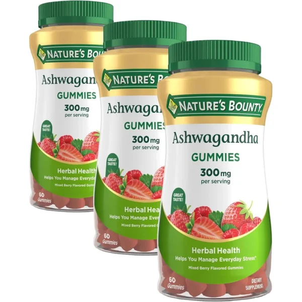 b0fwd6msmb_1.webp ASHWAGANDHA KSM-66 NATURE'S BOUNTY 300 MG FRUTOS ROJOS 60 GOMITAS | PACK 3