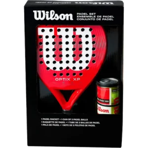 KIT DE PÁDEL WILSON OPTIX XP RAQUETA ROJA + 3 PELOTAS
