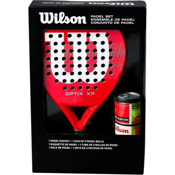 b0fwkvnn92_1.webp KIT DE PÁDEL WILSON OPTIX XP RAQUETA ROJA + 3 PELOTAS