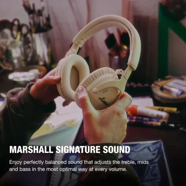 AUDÍFONOS INALÁMBRICOS OVER-EAR CANCELACIÓN DE RUIDO MONITOR III ANC MARSHALL | CREMA