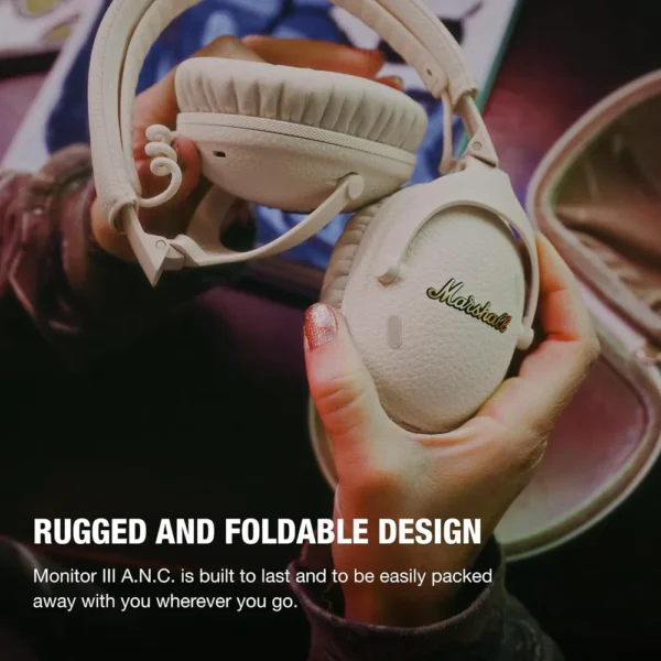 AUDÍFONOS INALÁMBRICOS OVER-EAR CANCELACIÓN DE RUIDO MONITOR III ANC MARSHALL | CREMA