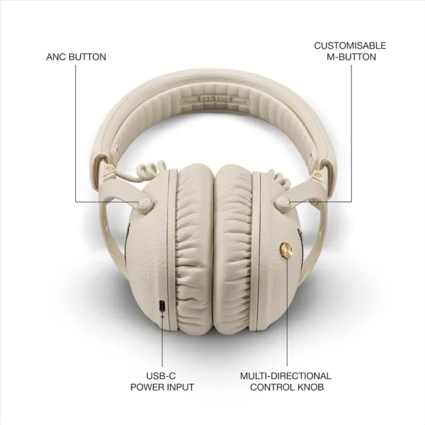 AUDÍFONOS INALÁMBRICOS OVER-EAR CANCELACIÓN DE RUIDO MONITOR III ANC MARSHALL | CREMA