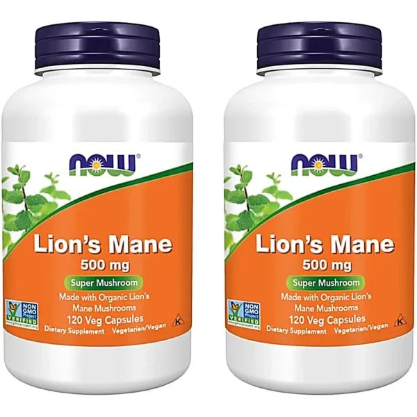 LION'S MANE NOW FOODS 500 MG 120 CÁPSULAS | PACK 2