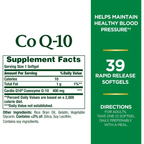 COENZIMA Q10 NATURE'S BOUNTY 400 MG 39 CÁPSULAS BLANDAS | PACK 2