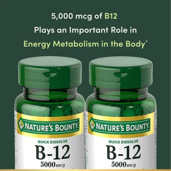 VITAMINA B12 QUICK DISSOLVE NATURE'S BOUNTY 5000 MCG 40 TABLETAS | PACK 4