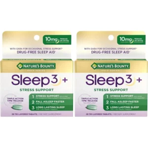 SLEEP3 STRESS SUPPORT + MELATONINA NATURE'S BOUNTY 10 MG 56 TABLETAS TRICAPA | PACK 2