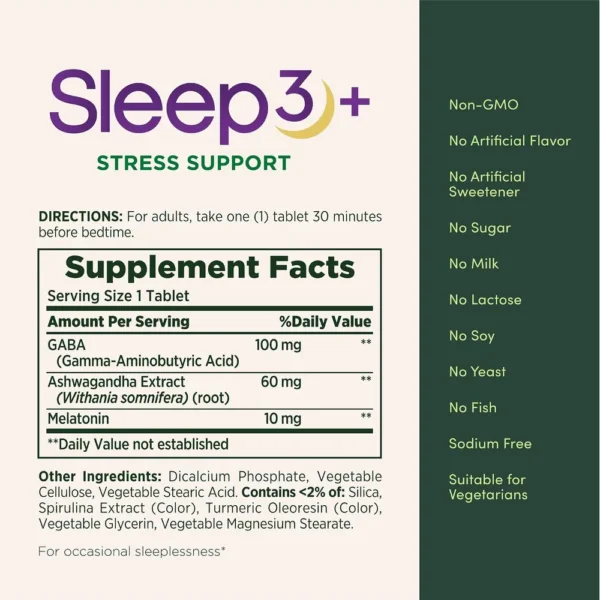 b0gbxtnd6z_5.webp SLEEP3 STRESS SUPPORT + MELATONINA NATURE'S BOUNTY 10 MG 56 TABLETAS TRICAPA | PACK 2