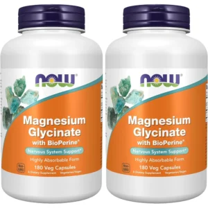 GLICINATO DE MAGNESIO NOW FOODS CON BIOPERINE 180 CÁPSULAS | PACK 2
