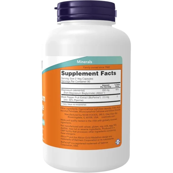 b0ghc4m1r2_2.webp GLICINATO DE MAGNESIO NOW FOODS CON BIOPERINE 180 CÁPSULAS | PACK 2