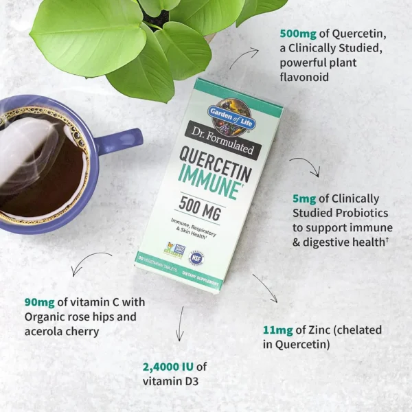 QUERCETINA GARDEN OF LIFE DR. FORMULATED IMMUNE + VITAMINA C + D3 30 TABLETAS | PACK 2