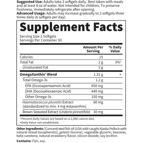 OMEGA 3 GARDEN OF LIFE OCEANS 3 BEYOND CON OMEGAXANTHIN 1200 MG 60 CÁPSULAS | PACK 2