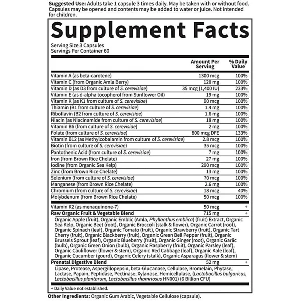 MULTIVITAMÍNICO GARDEN OF LIFE VITAMIN CODE RAW PRENATAL 180 CÁPSULAS | PACK 2
