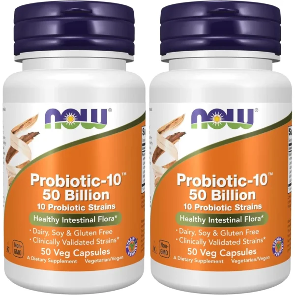 PROBIOTIC-10 NOW FOODS 50 BILLONES UFC 10 CEPAS 50 CÁPSULAS | PACK 2