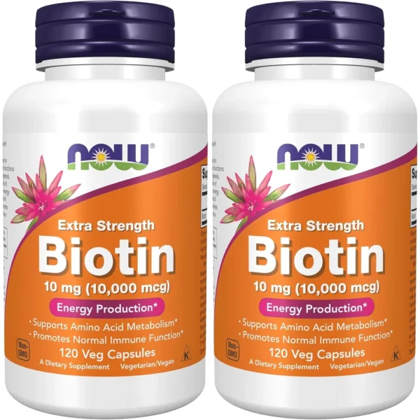 BIOTINA NOW FOODS 10 MG / 10000 MCG 120 CÁPSULAS | PACK 2