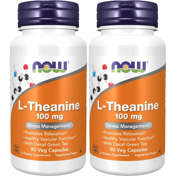 L-TEANINA NOW FOODS 100 MG CON TÉ VERDE DESCAFEINADO 90 CÁPSULAS | PACK 2