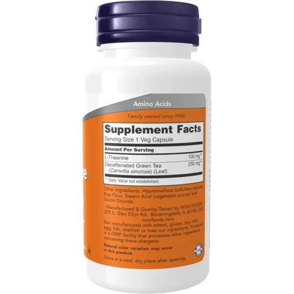 L-TEANINA NOW FOODS 100 MG CON TÉ VERDE DESCAFEINADO 90 CÁPSULAS | PACK 2