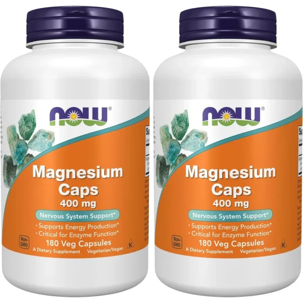 MAGNESIO NOW FOODS 400 MG 180 CÁPSULAS | PACK 2