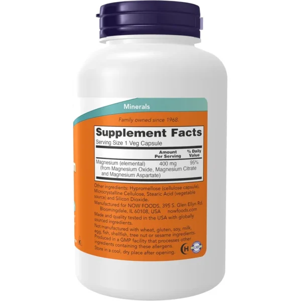 MAGNESIO NOW FOODS 400 MG 180 CÁPSULAS | PACK 2