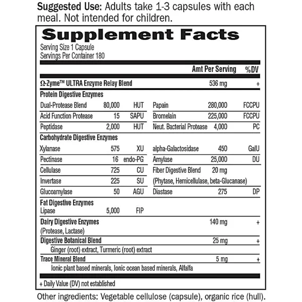 ENZIMAS DIGESTIVAS GARDEN OF LIFE OMEGA-ZYME ULTRA 21 ENZIMAS 180 CÁPSULAS | PACK 2