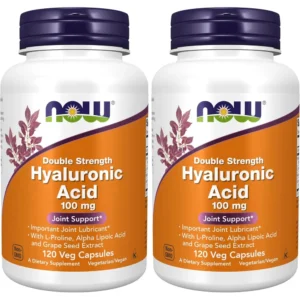 ÁCIDO HIALURÓNICO NOW FOODS 100 MG CON L-PROLINA + ÁCIDO ALFA LIPOICO 120 CÁPSULAS | PACK 2