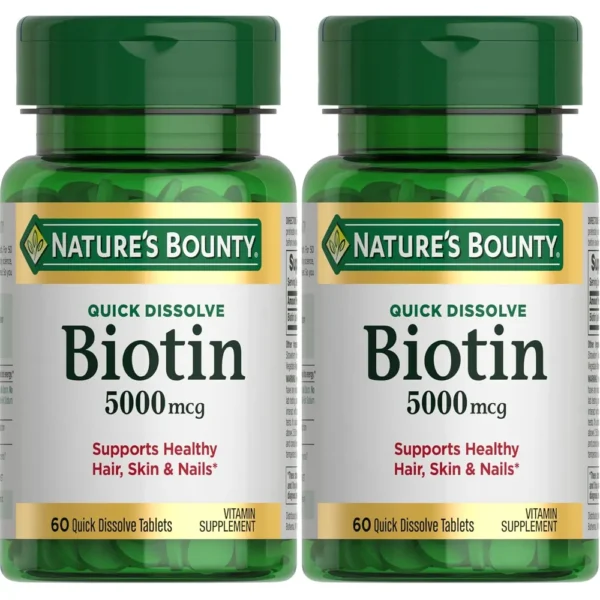 BIOTINA QUICK DISSOLVE NATURE'S BOUNTY 5000 MCG 60 TABLETAS | PACK 2