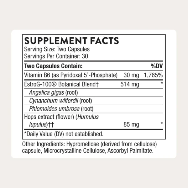 PERIMENOPAUSE COMPLETE THORNE ESTROG-100 + LÚPULO + VITAMINA B6 60 CÁPSULAS