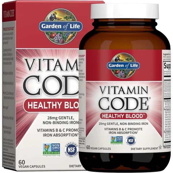 HIERRO GARDEN OF LIFE VITAMIN CODE HEALTHY BLOOD 28 MG 60 CÁPSULAS | PACK 6