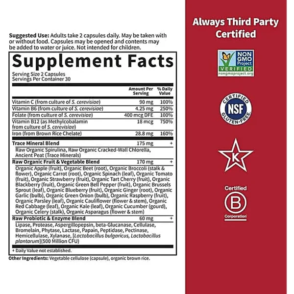 HIERRO GARDEN OF LIFE VITAMIN CODE HEALTHY BLOOD 28 MG 60 CÁPSULAS | PACK 6